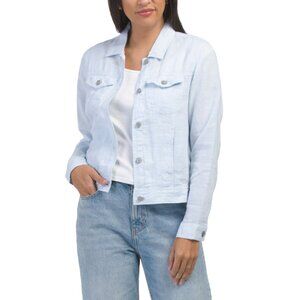 JONES & CO JONES NEW YORK Cashmere Blue Linen Trucker Jacket